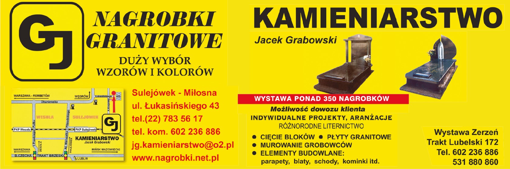 Grabowski J. Kamieniarstwo, nagrobki granitowe, płyty kamienne - kamieniarstwo WARSZAWA-REMBERTÓW kamieniarstwo WARSZAWA-REMBERTÓW